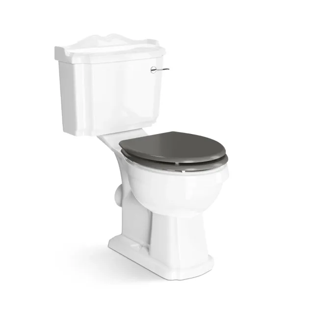 Lima Traditional Close Coupled Toilet With Graphite Grey Wooden Seat
