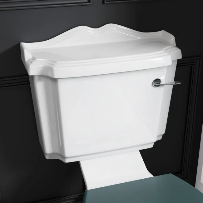 Lima Traditional Close Coupled Toilet With Midnight Green Wooden Seat