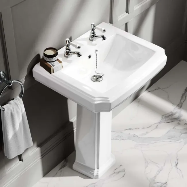 Hudson Traditional Pedestal Basin Double Tap Hole 570mm