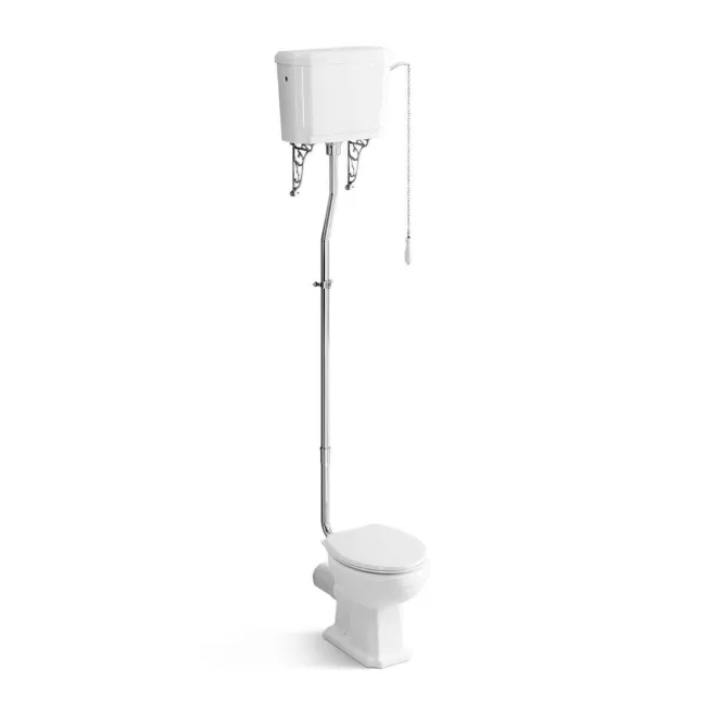 Hudson Traditional Close Coupled Toilet With High-level Cistern & Pedestal Basin Set - Single Tap Hole
