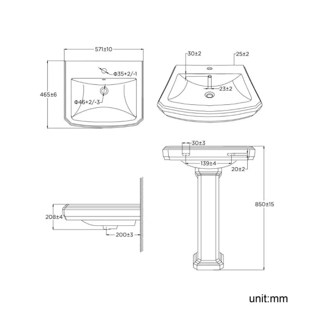 Hudson Traditional High-Level Toilet With Chalk White Seat & Pedestal Basin - Single Tap Hole