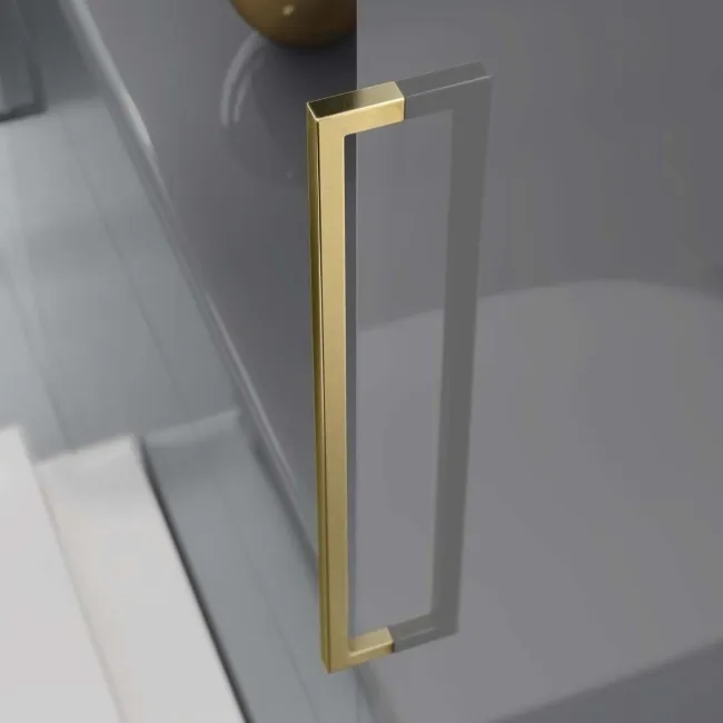 Harper Stone Grey Floor Standing Tall Cabinet 1900x300mm - Brushed Brass Accents  