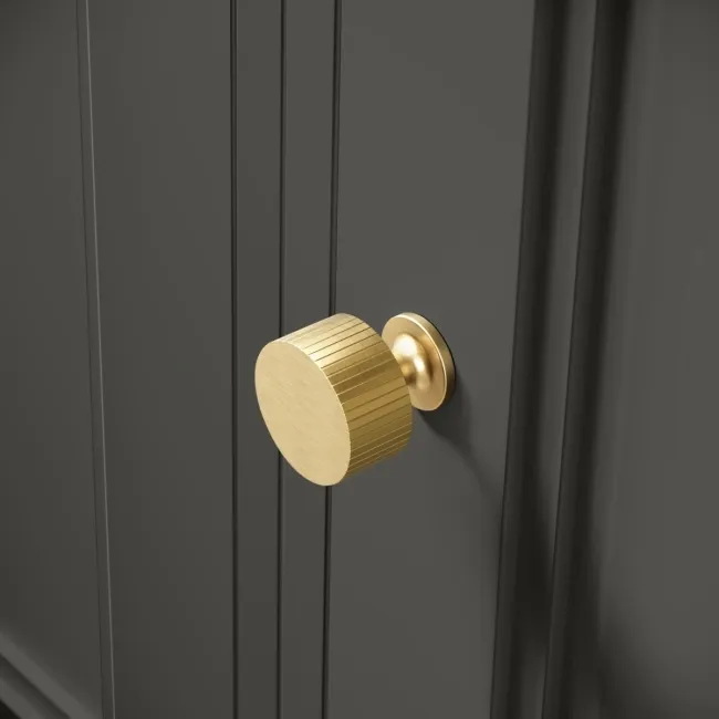 Monaco Graphite Grey Side Cabinet Unit 300mm - Brushed Brass Accents