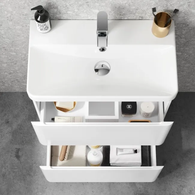 Corsica Gloss White Slimline Basin Drawer Vanity 600mm