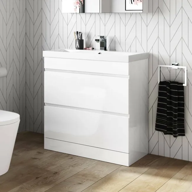 Trent Gloss White Basin Drawer Vanity 800mm