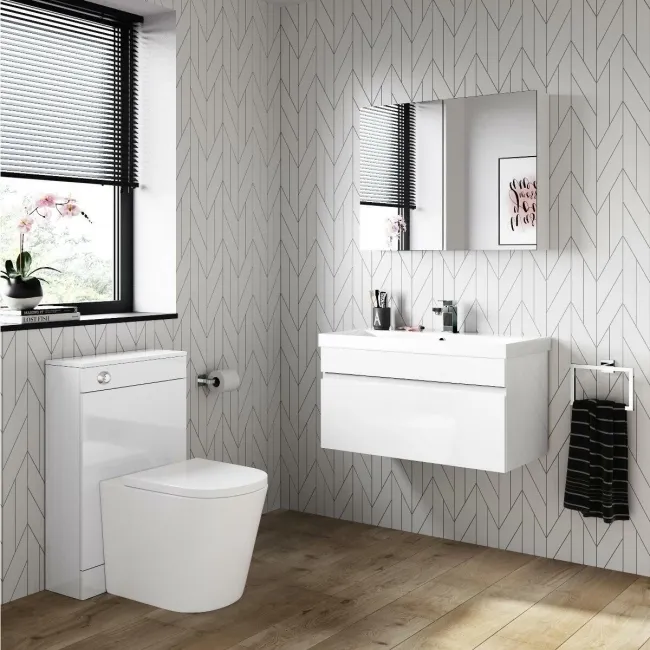 Trent Gloss White Wall Hung Basin Drawer Vanity 800mm