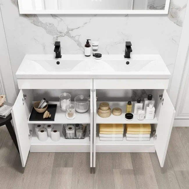 Trent Gloss White Double Basin Vanity 1200mm