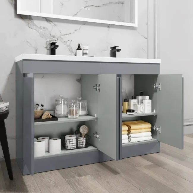 Trent Stone Grey Double Basin Vanity 1200mm