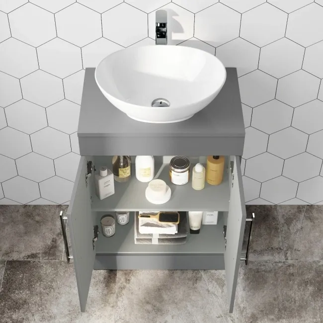 Avon Stone Grey Vanity with Oval Counter Top Basin 600mm