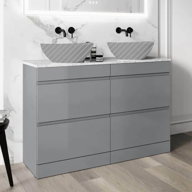 Trent Stone Grey Drawer with Marble Top 1200mm - Excludes Counter Top Basins
