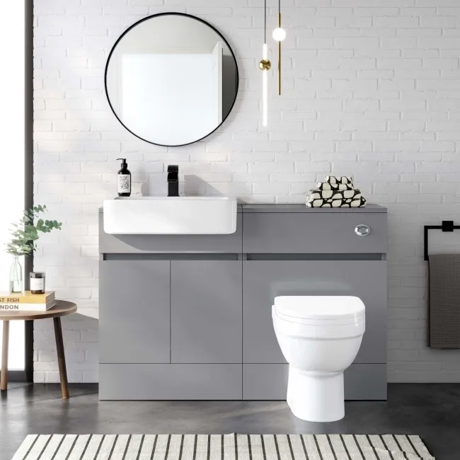 Foster Stone Grey Back To Wall Unit and Seattle Toilet