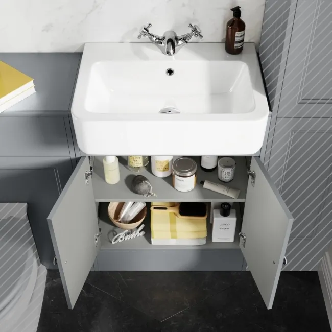 Monaco Dove Grey Basin Vanity and Back To Wall Toilet Unit 1200mm (Excludes Pan & Cistern)