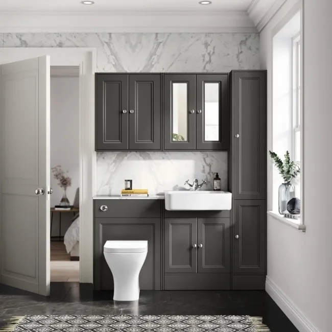 Monaco Graphite Grey Combination Vanity Basin with Marble Top & Atlanta Toilet 1200mm