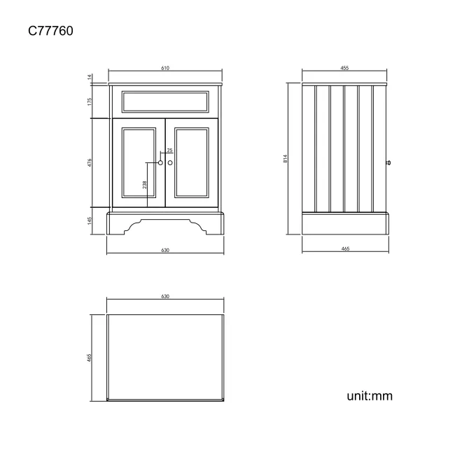 Lucia Chalk White Cabinet with Marble Top 640mm - Excludes Counter Top Basin