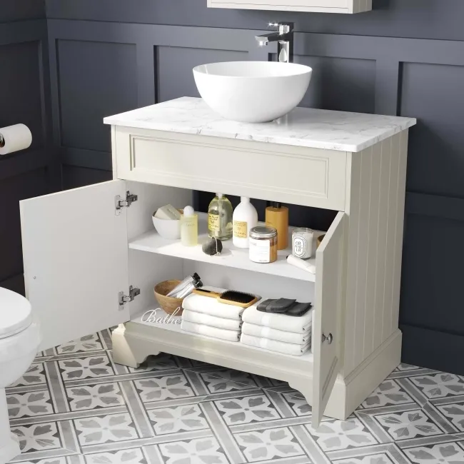 Lucia Chalk White Cabinet with Marble Top 840mm - Excludes Counter Top Basin