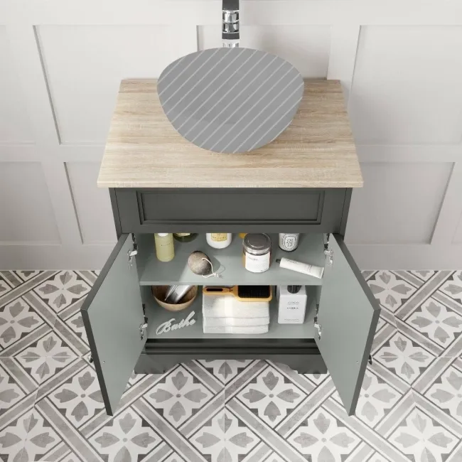 Lucia Graphite Grey Cabinet with Oak Effect Top 640mm - Excludes Counter Top Basin
