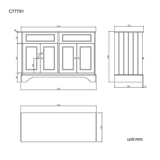 Lucia Graphite Grey Cabinet with Oak Effect Top 1200mm - Excludes Counter Top Basins