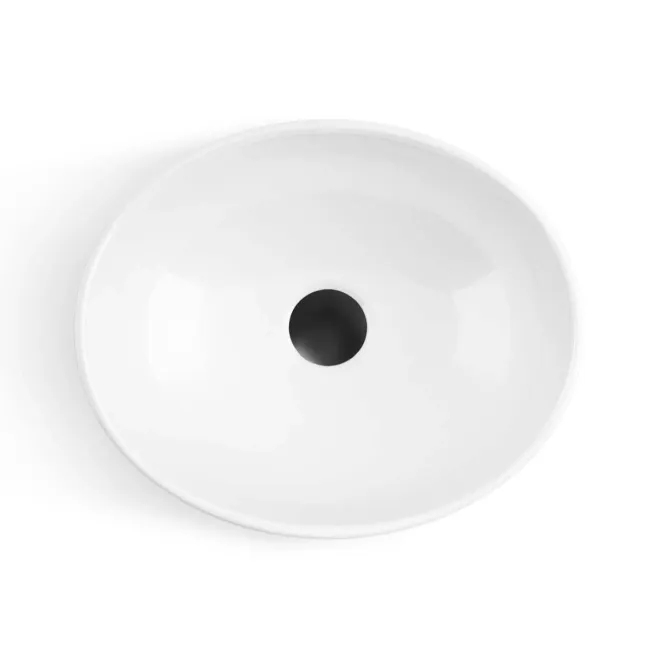Avon Gloss White Vanity with Oval Counter Top Basin 800mm - Black Accents