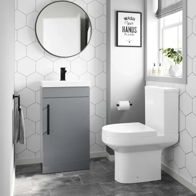 Avon Stone Grey Basin Vanity 450mm - Black Accents