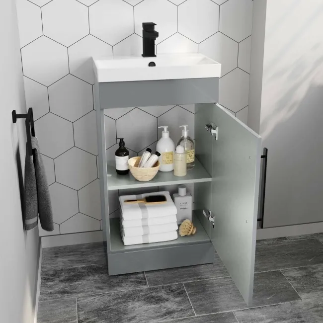 Avon Stone Grey Basin Vanity 450mm - Black Accents