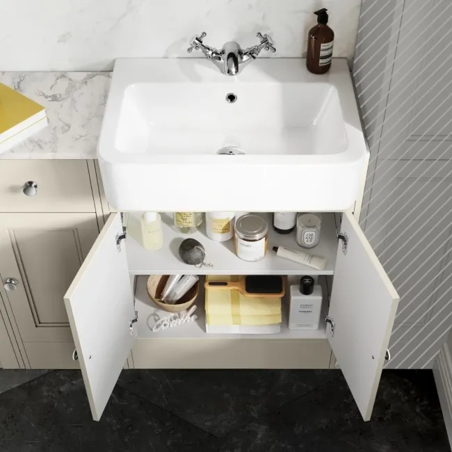Monaco Chalk White Combination Vanity Basin with Marble Top 1500mm (Excludes Pan & Cistern)