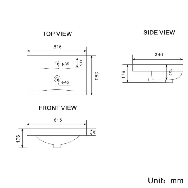 Bermuda Inky Blue Basin Vanity 800mm