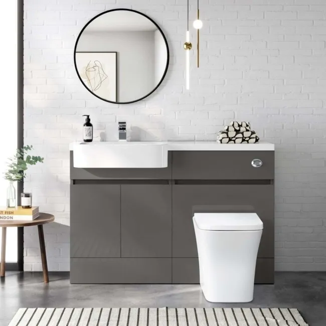 Foster Tungsten Grey Combination Vanity Basin and Houston Toilet 1200mm - Left Handed