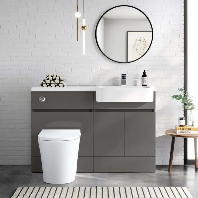 Foster Tungsten Grey Combination Vanity Basin and Tucson Toilet 1200mm - Right Handed