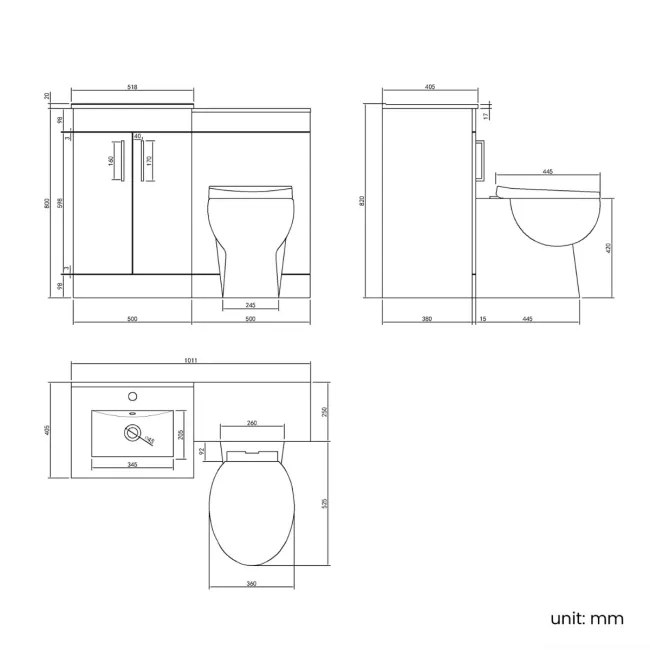 Mersey Gloss White Combination Vanity Basin and Austin Toilet 1000mm