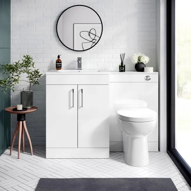 Mersey Gloss White Combination Vanity Basin and Austin Toilet 1100mm