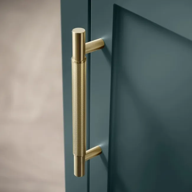 Bermuda Midnight Green Cloakroom Basin Vanity 400mm - Brass Knurled Handles