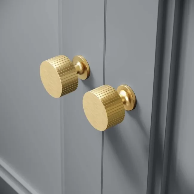 Monaco Dove Grey Combination Vanity Basin with Marble Top and Seattle Toilet 1500mm - Brushed Brass Accents