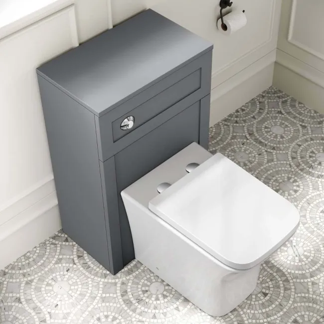 Capri Fog Grey Combination Vanity Basin and Houston Toilet 1050mm - Chrome Handles