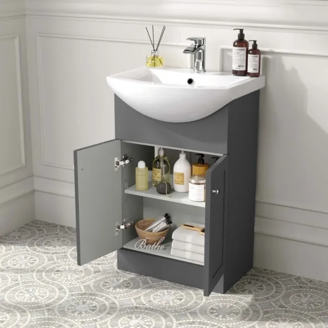 Capri Slate Grey Combination Vanity Basin and Houston Toilet 1050mm - Chrome Handles