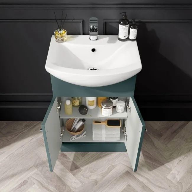Capri Mystic Green Combination Vanity Basin and Houston Toilet 1050mm - Chrome Handles