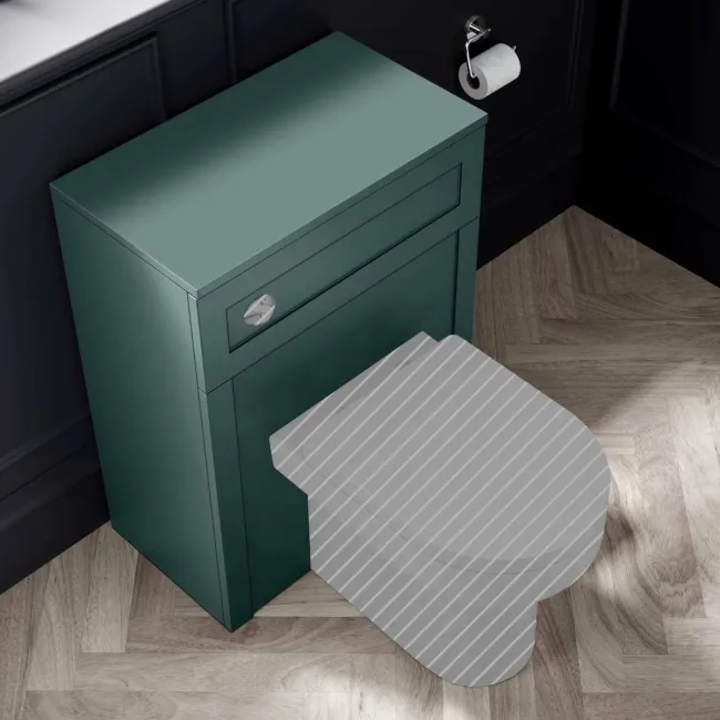 Capri Mystic Green Basin Vanity and Back To Wall Unit 1350mm (Excludes Toilet) - Chrome Handles