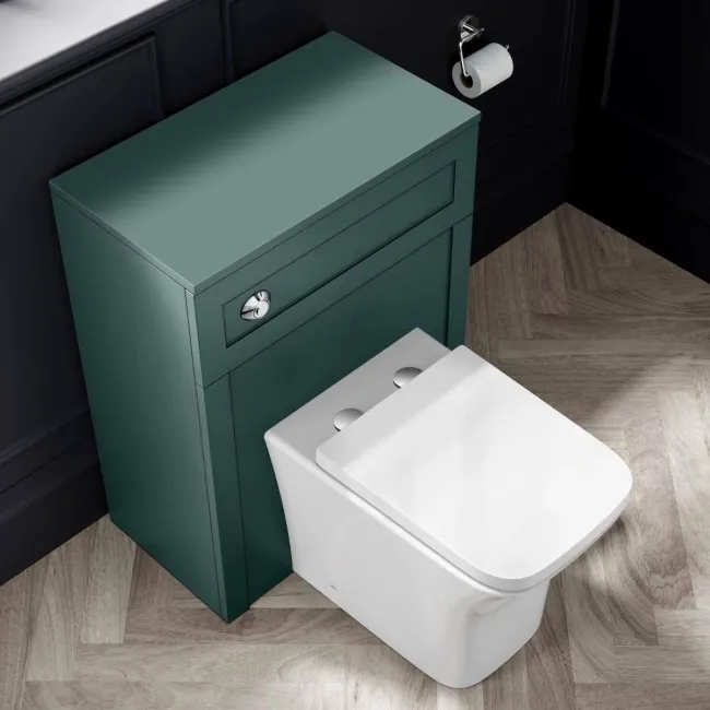 Capri Mystic Green Combination Vanity Basin and Houston Toilet 1350mm - Chrome Handles