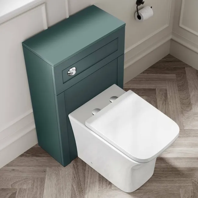 Milos Mystic Green Combination Vanity Basin and Houston Toilet 1100mm - Chrome Handles