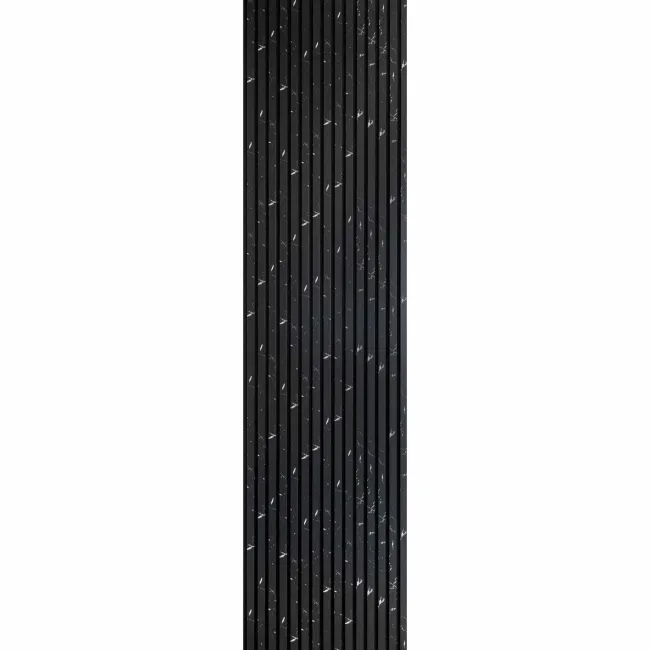 Trepanel Design® Black Marble Effect on Black Felt Acoustic Wood Slat Panels