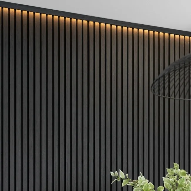 Trepanel® Black Wood Acoustic Panel Top Trim with Lighting