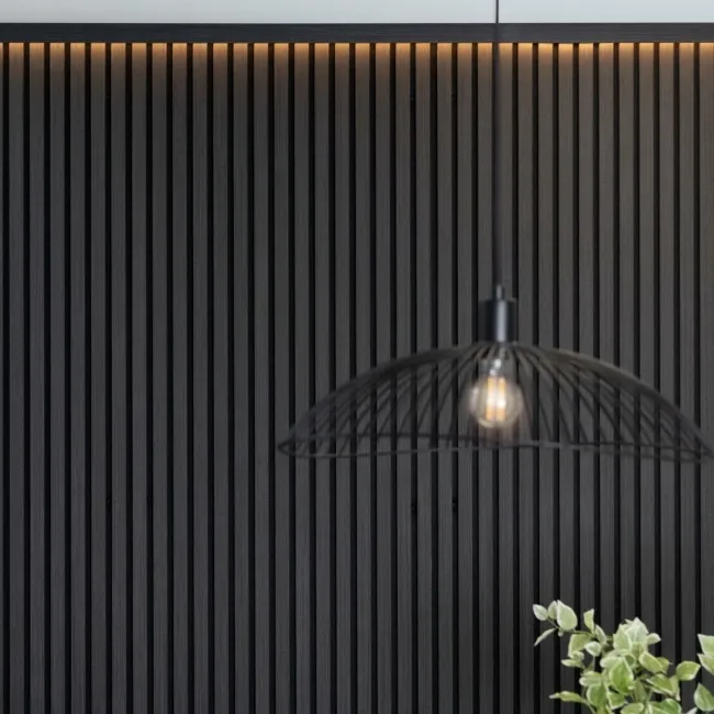 Trepanel® Black Wood Acoustic Panel Top Trim with Lighting