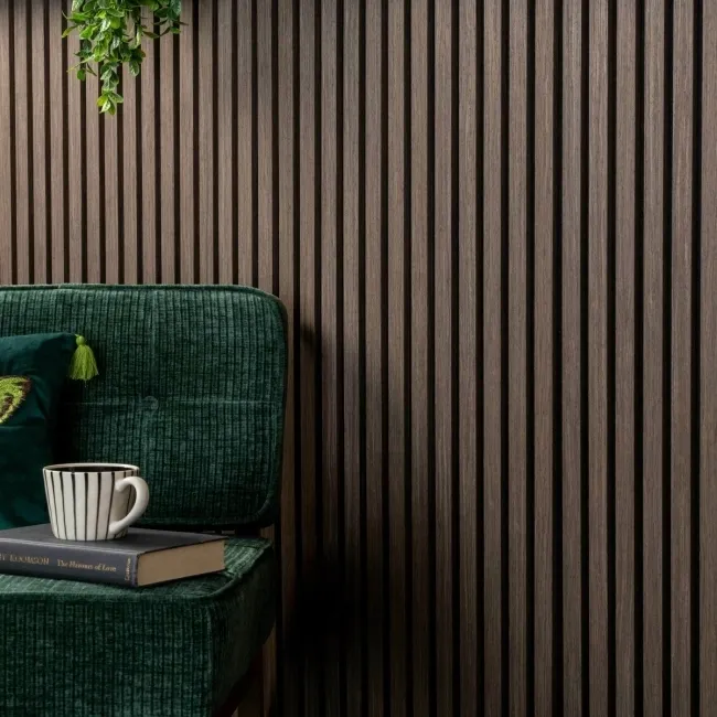 Trepanel® Walnut Brown Acoustic Half Wood Wall Panels