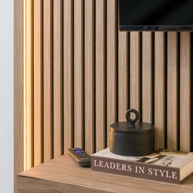 Trepanel® Smoked Oak Wood Acoustic Panel Top Trim with Lighting Option