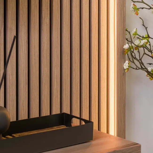 Trepanel® Smoked Oak Wood Acoustic Panel Top Trim with Lighting Option