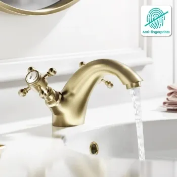 Tweed Traditional Brushed Brass Basin Mixer Tap