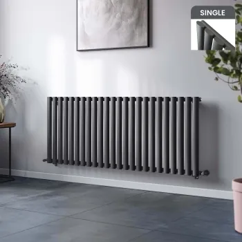 Marbella Anthracite Single Oval Panel Radiator 600x1440mm