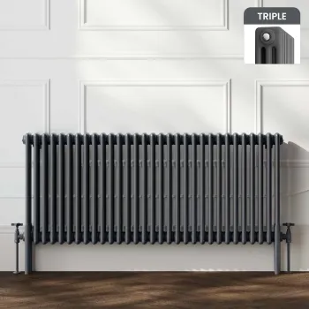 Athens Anthracite Triple Column Horizontal Traditional Radiator 600x1415mm