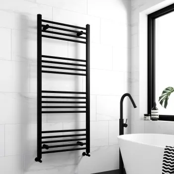 Barcelona Matt Black Straight Heated Towel Rail 1400x600mm