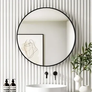 Mollie Black Framed Round Bathroom Mirror 800mm