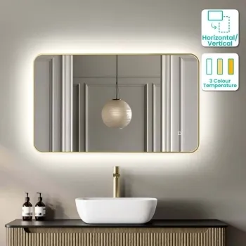 Olivia Brushed Brass Backlit llluminated LED Mirror 600x1000mm